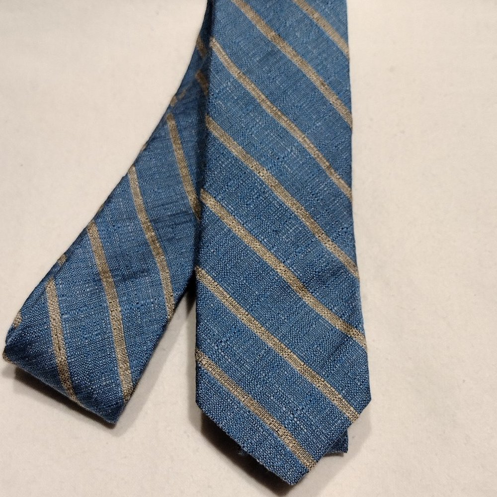Fusion || Slate Blue with Gold Tan Stripes Tie